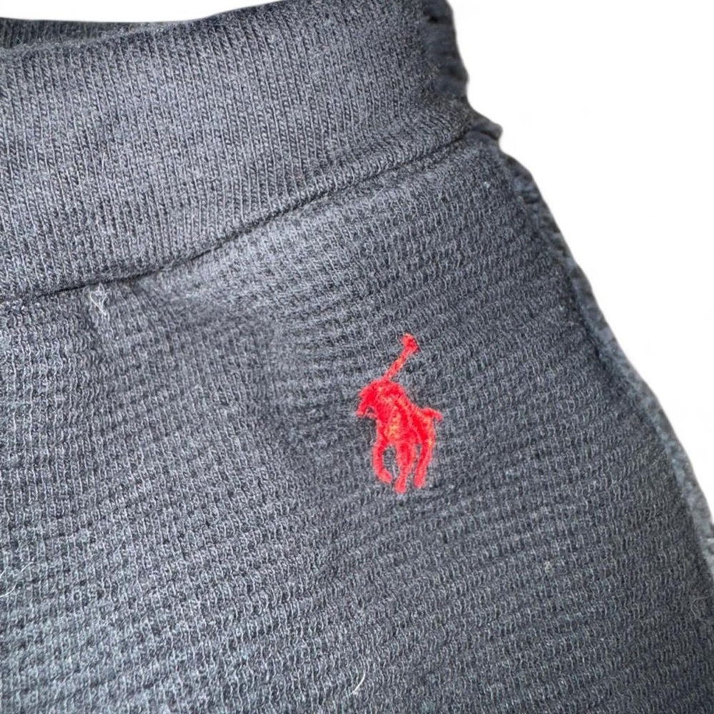 Polo Ralph Lauren Waffle Knit Lounge Shorts Black Red Pony Logo Size Large - Picture 2 of 4